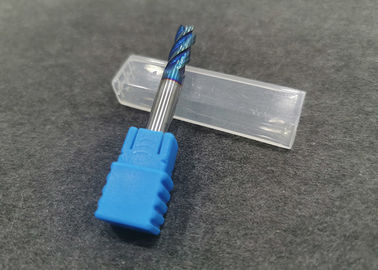 Blue Coated Tungsten Carbide End Mill , Carbide Milling Cutter For Machine Cutting